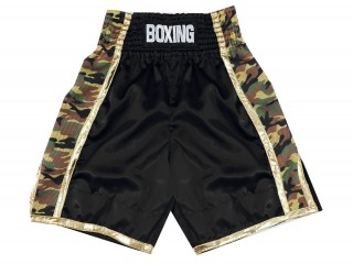 Personalised Black Satin Boxing Pants : KNBSH-034-Black